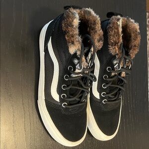 Vans Black Faux Fur High-Top Women's Sneakers